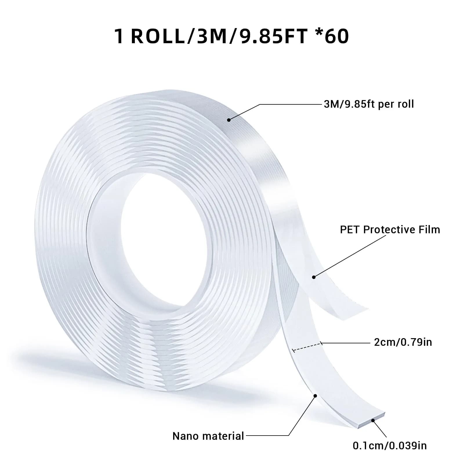 SUTOUG Double Sided Tape Value Pack | Strong Stickiness & Reusable Adhesive Tape - view 2