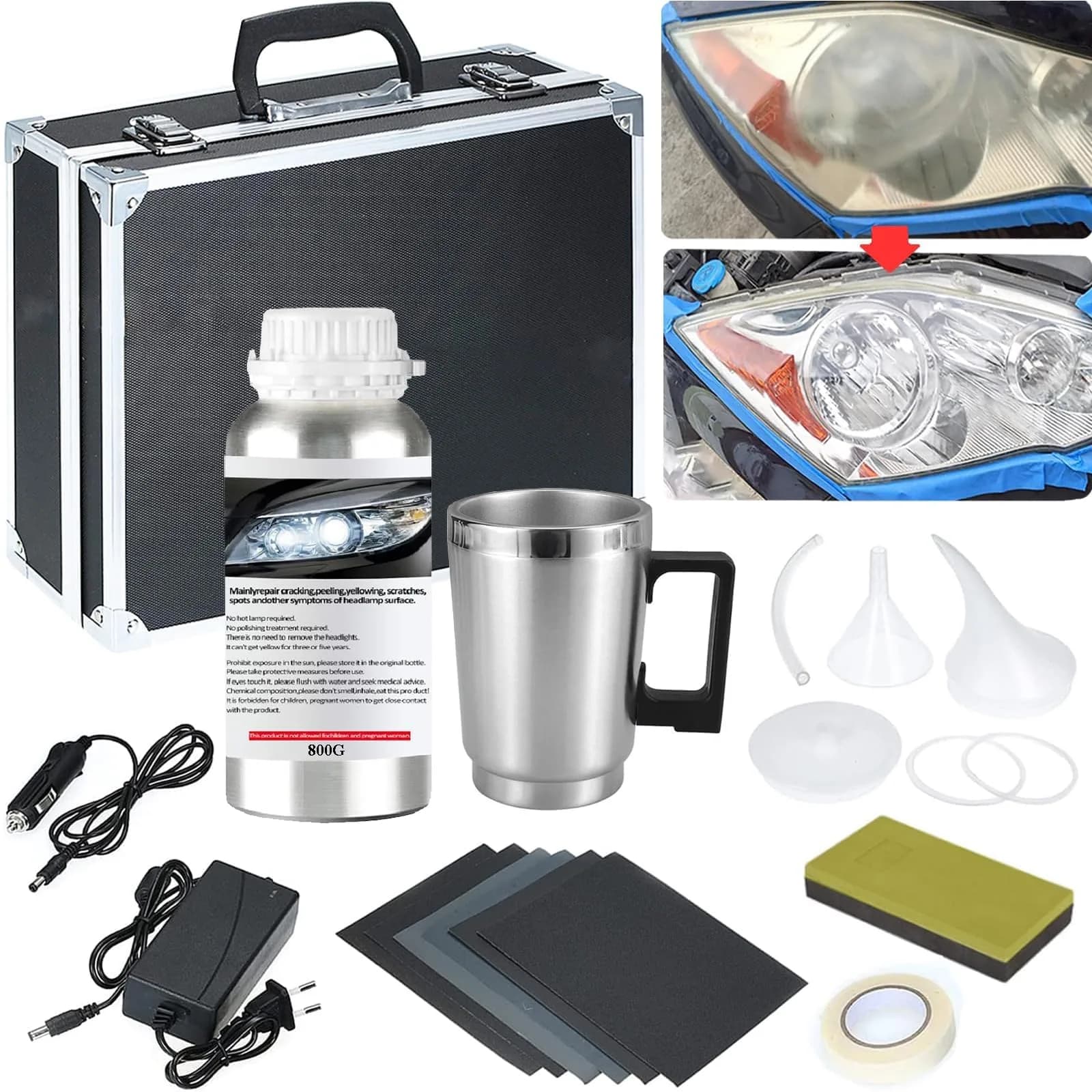 Pmbqifay Headlight Restoration Kit 800g | Restores Yellowed, Hazy, Oxidized Headlights - main product image