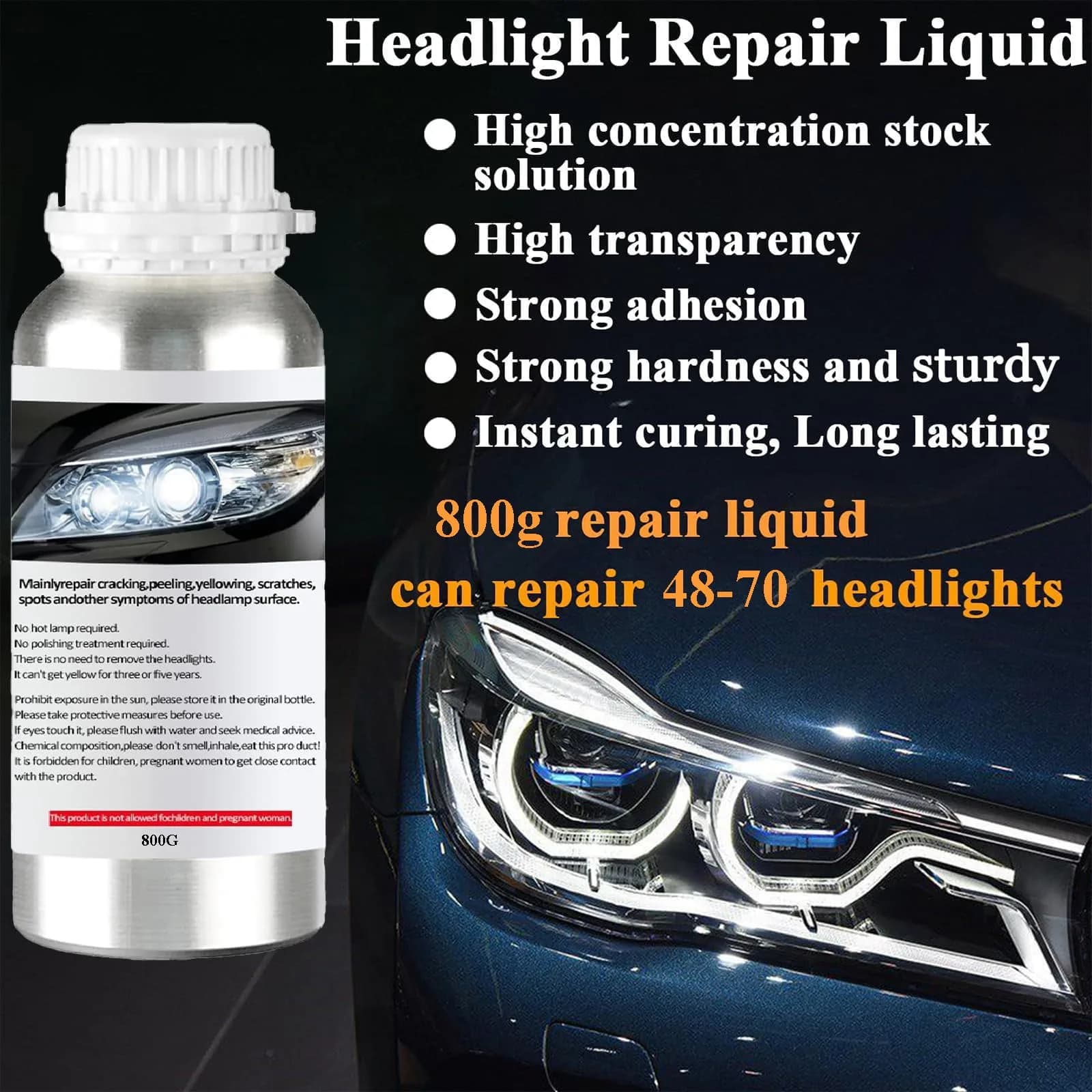 Pmbqifay Headlight Restoration Kit 800g | Restores Yellowed, Hazy, Oxidized Headlights - view 3