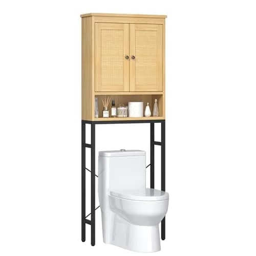 knoworld Rattan Over The Toilet Storage Cabinet | Space Saver Bathroom Organizer with Adjustable Shelf (66.93in x 23.62in x 7.87in) thumbnail 9
