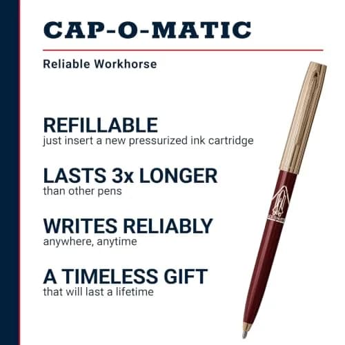 Fisher Space Pen Burgundy and Gold Space Shuttle Imprint Cap-O-Matic Pen | Writes Upside Down & Extreme Temperatures thumbnail 2