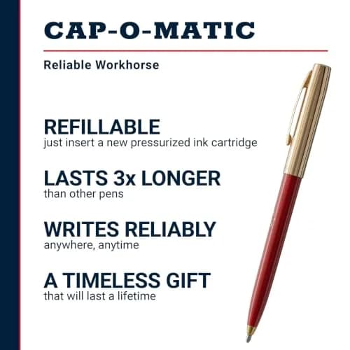 Fisher Space Pen Red and Gold United States 250 Imprint Cap-O-Matic Pen - Writes Upside Down thumbnail 2