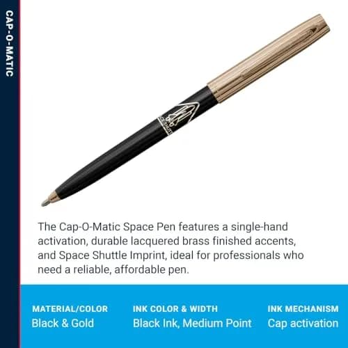 Fisher Space Pen Cap-O-Matic Blue Barrel / Chrome Cap Space Shuttle Imprint - Writes Upside Down thumbnail 3
