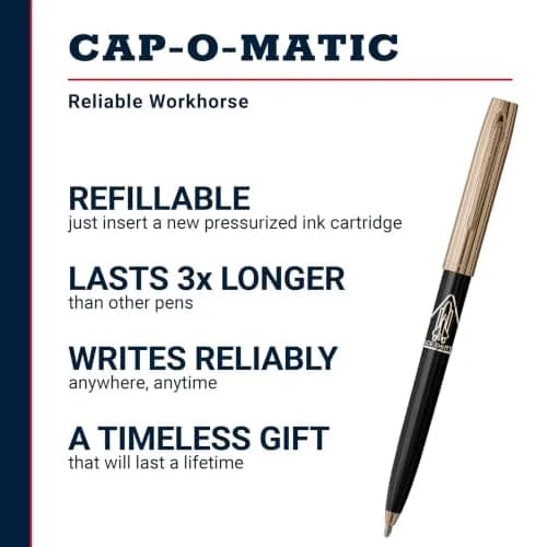 Fisher Space Pen Cap-O-Matic Black Barrel / Gold Cap Space Shuttle Imprint Pen thumbnail 2