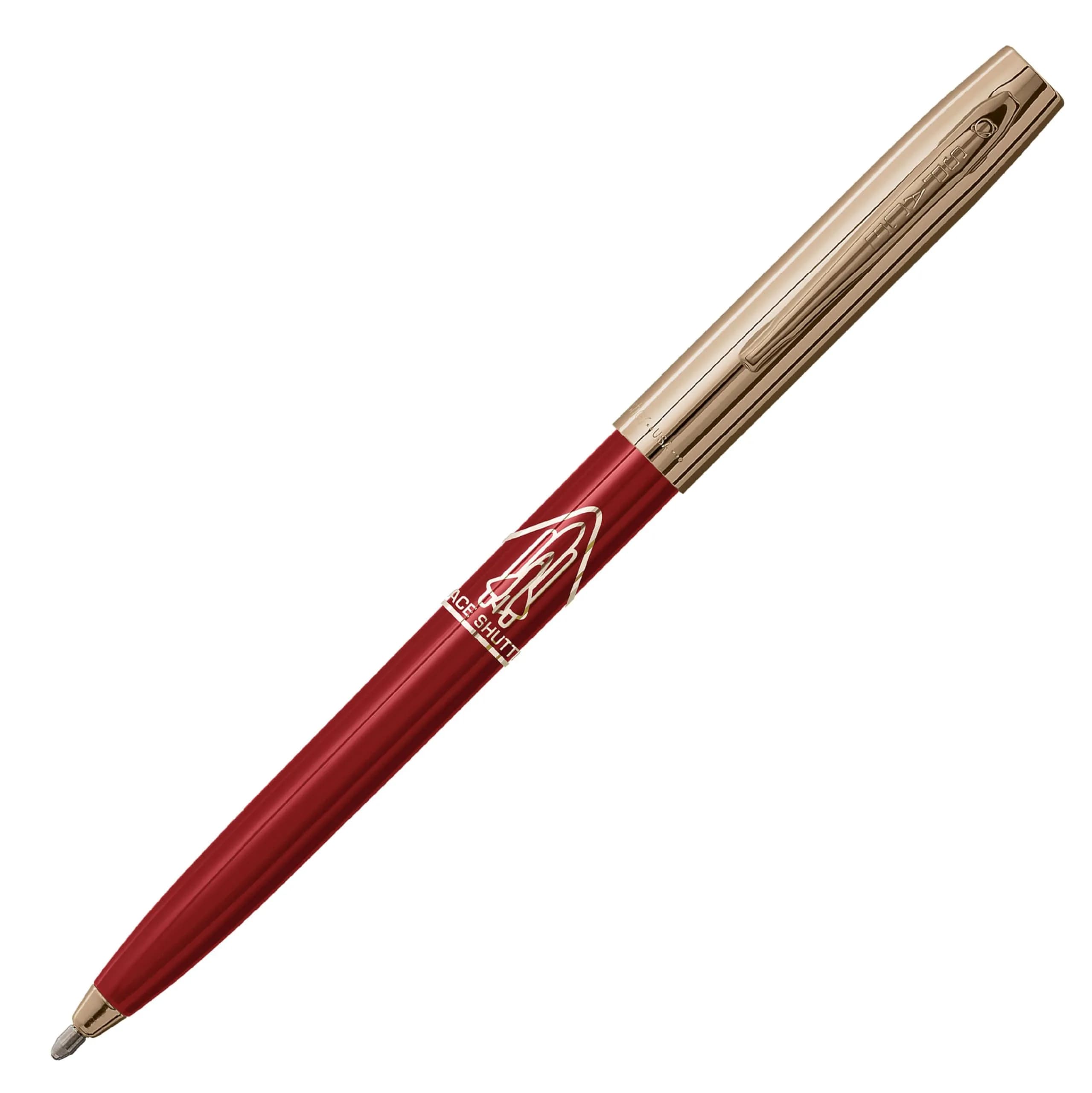 Fisher Cap-O-Matic Red Barrel / Gold Cap Space Shuttle Imprint Pen - Writes Upside Down - main product image
