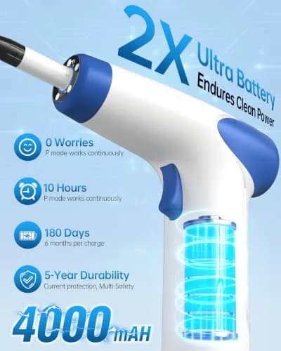 featjoy Electric Ear Wax Removal Kit with AI Chip & Real-Time Temp Display | 500ml Water Tank, 12 Modes, 180-Day Battery thumbnail 7