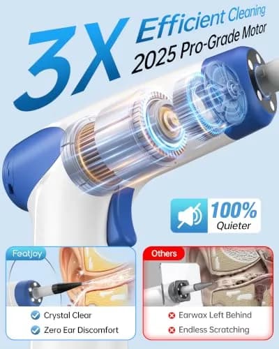 featjoy Electric Ear Wax Removal Kit with AI Chip & Real-Time Temp Display | 500ml Water Tank, 12 Modes, 180-Day Battery thumbnail 2