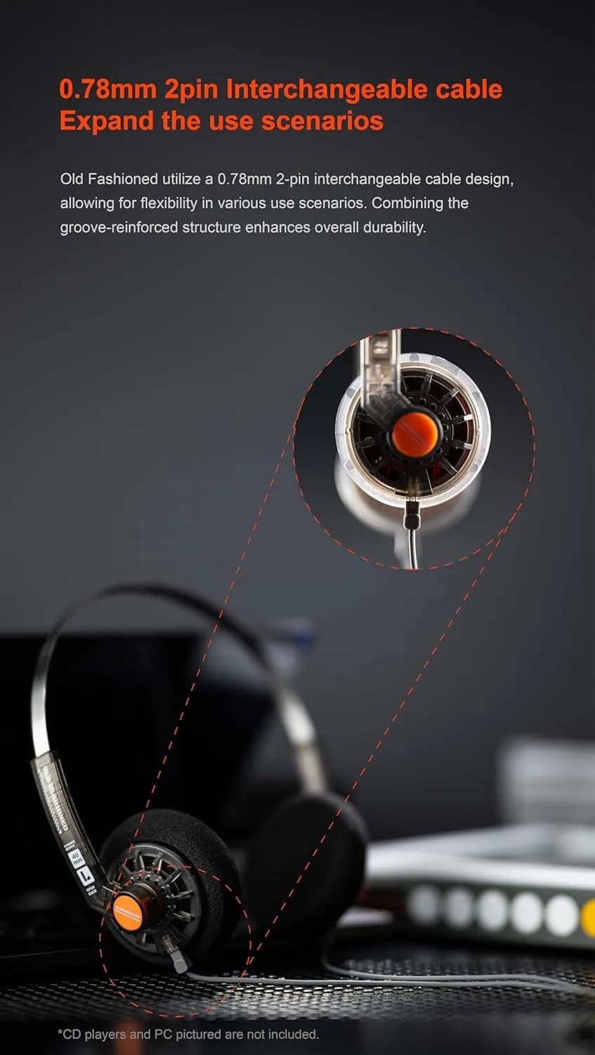 Moondrop Old Fashioned On-Ear Headphones 40mm Driver | Open-Back Retro Design, 3.5mm Jack - view 7
