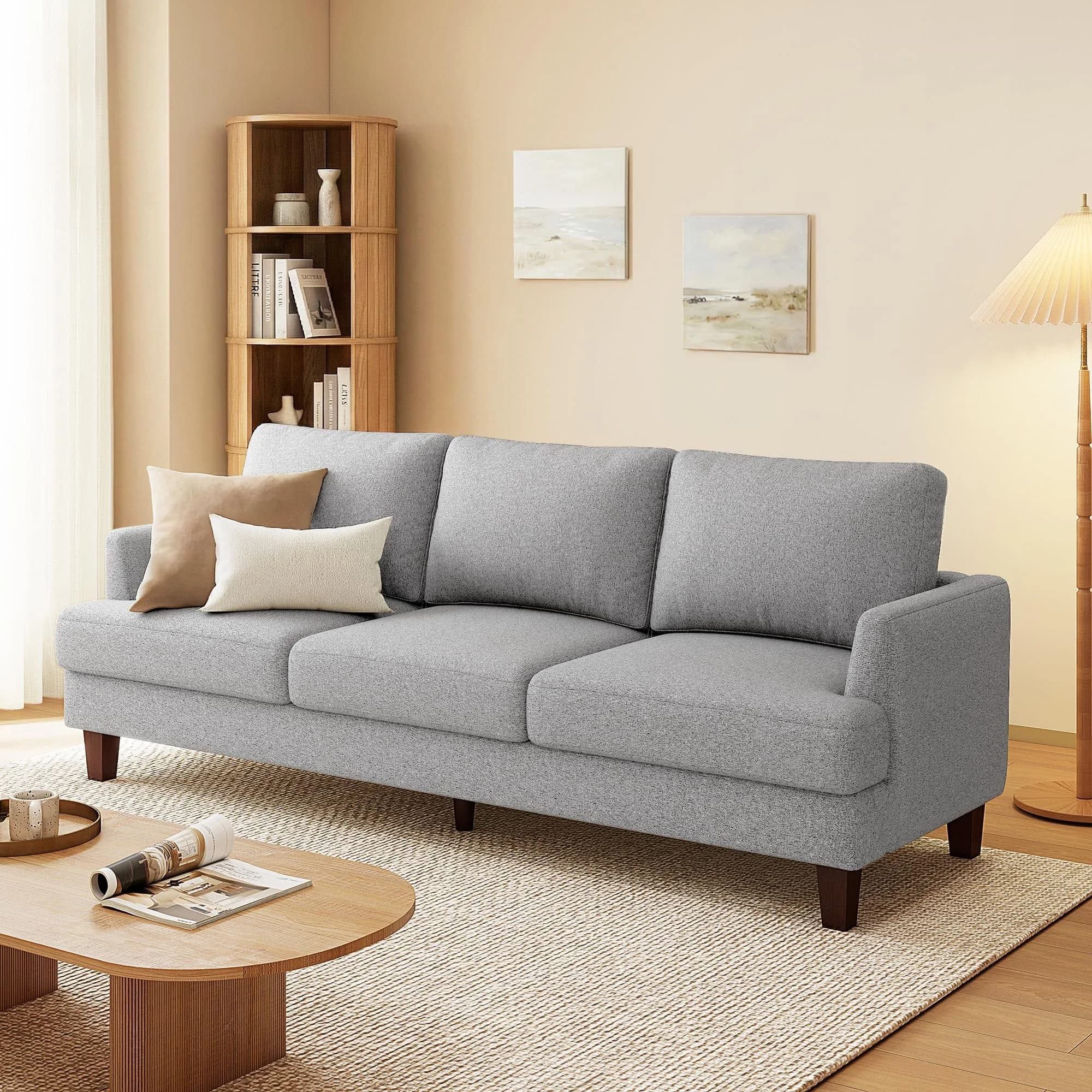 Gericco Mid Century Modern 89" 3-Seater Couch for Living Room, Light Grey | Spacious, Comfortable & Sturdy - main product image