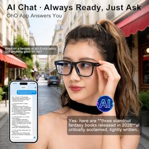 OHO AI Smart Glasses with Blue Light Blocking Lens & Open Ear Bluetooth Audio, Unisex Standard Size | AI Translation & Hands-Free Calls thumbnail 3