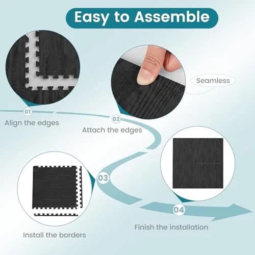 HAPPYGRILL Interlocking Wood Grain EVA Foam Floor Tiles | 25 PCS, 100 Sq. Ft, Anti-Slip, Easy to Install thumbnail 5