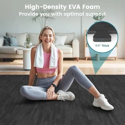 HAPPYGRILL Interlocking Wood Grain EVA Foam Floor Tiles | 25 PCS, 100 Sq. Ft, Anti-Slip, Easy to Install thumbnail 3