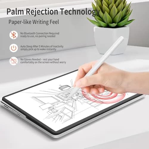 hacey Stylus Pen for Surface Pro 11/10/9/8/X/7+/6/5/4/3, Go 3/2/1, Laptop/Studio/Book 4/3/2/1, Kobo eReaders | 4096 Pressure Sensitivity, USB-C Fast Charge thumbnail 4