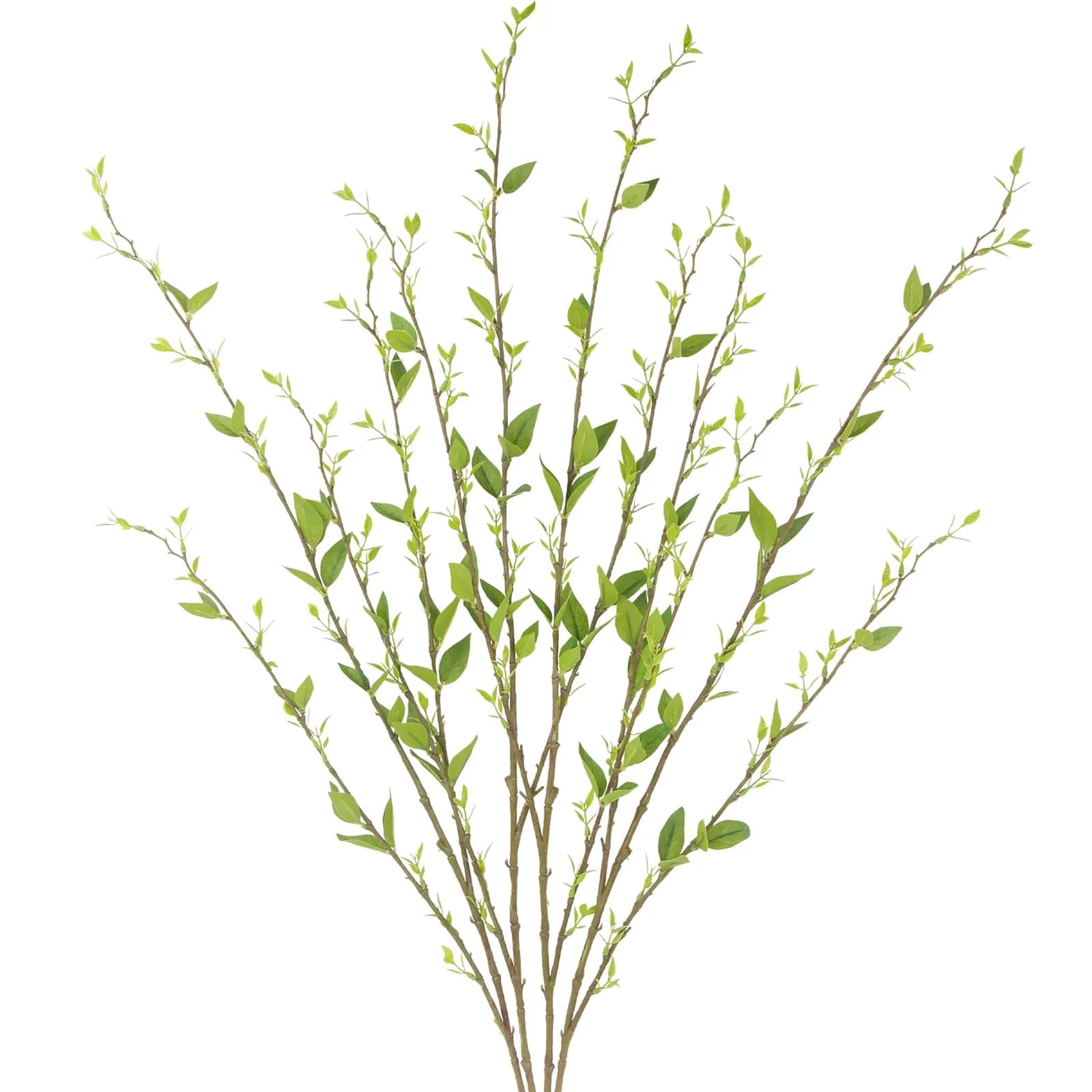 ACRYCS 6Pcs Artificial Greenery Branches 105 cm (41.34 Inches) | Realistic Flexible Ficus Twig Stems for Tall Floor Vase Filler — Faux Branches- Green