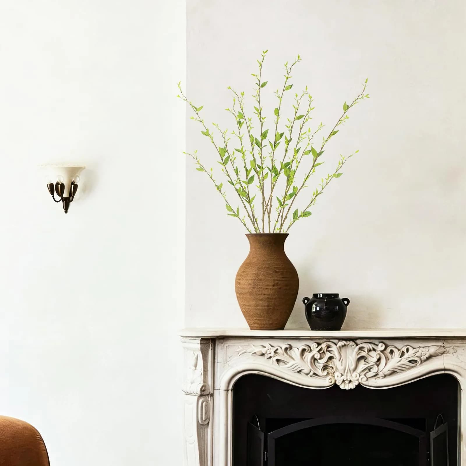 ACRYCS Artificial Branches with Leaves Green 37" (94cm) Faux Greenery Stems, Pack of 4 | Realistic Silk Foliage for Tall Vases - view 5