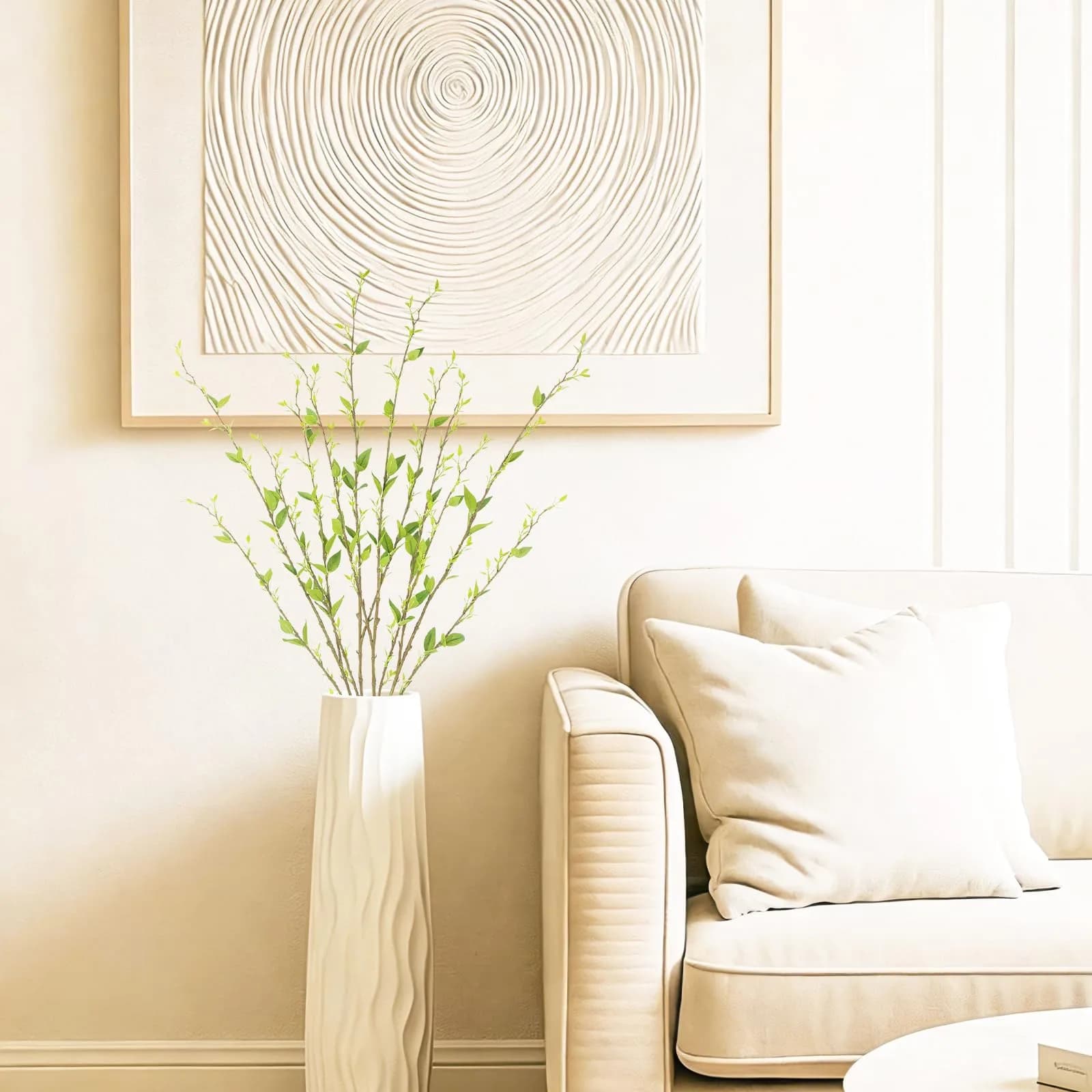 ACRYCS Artificial Branches with Leaves Green 37" (94cm) Faux Greenery Stems, Pack of 4 | Realistic Silk Foliage for Tall Vases - view 4