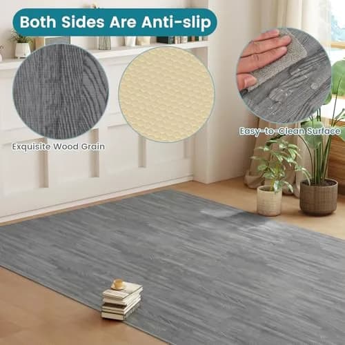 HAPPYGRILL Interlocking Wood Grain EVA Foam Floor Tiles | 25 PCS, 100 Sq. Ft, Anti-Slip, 0.4" Thick thumbnail 4