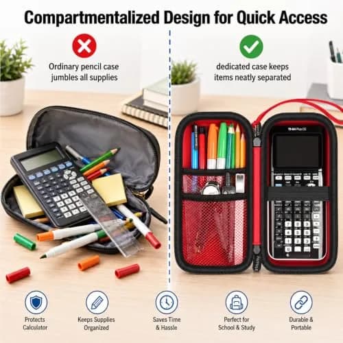 PAIYULE Red Hard Shell Calculator Case for TI-84 Plus CE/Evo/TI-30XS/TI-Nspire CX II, 23cm (9.06in) thumbnail 4