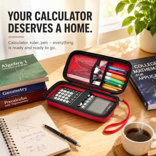 PAIYULE Red Hard Shell Calculator Case for TI-84 Plus CE/Evo/TI-30XS/TI-Nspire CX II, 23cm (9.06in) thumbnail 9