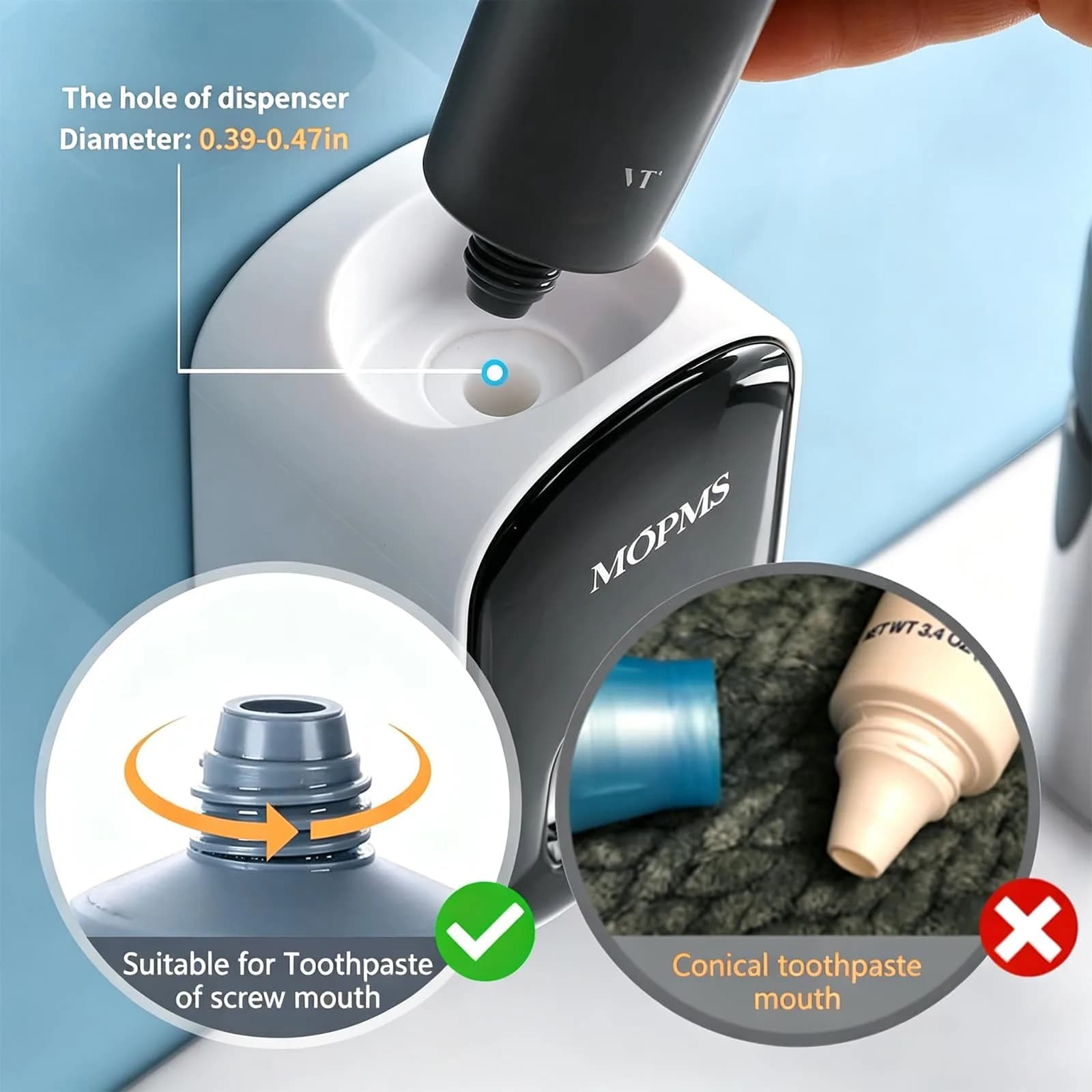MOPMS Automatic Toothpaste Dispenser Light Grey 1Pc | Hands-Free Squeeze for Kids & Adults - view 2
