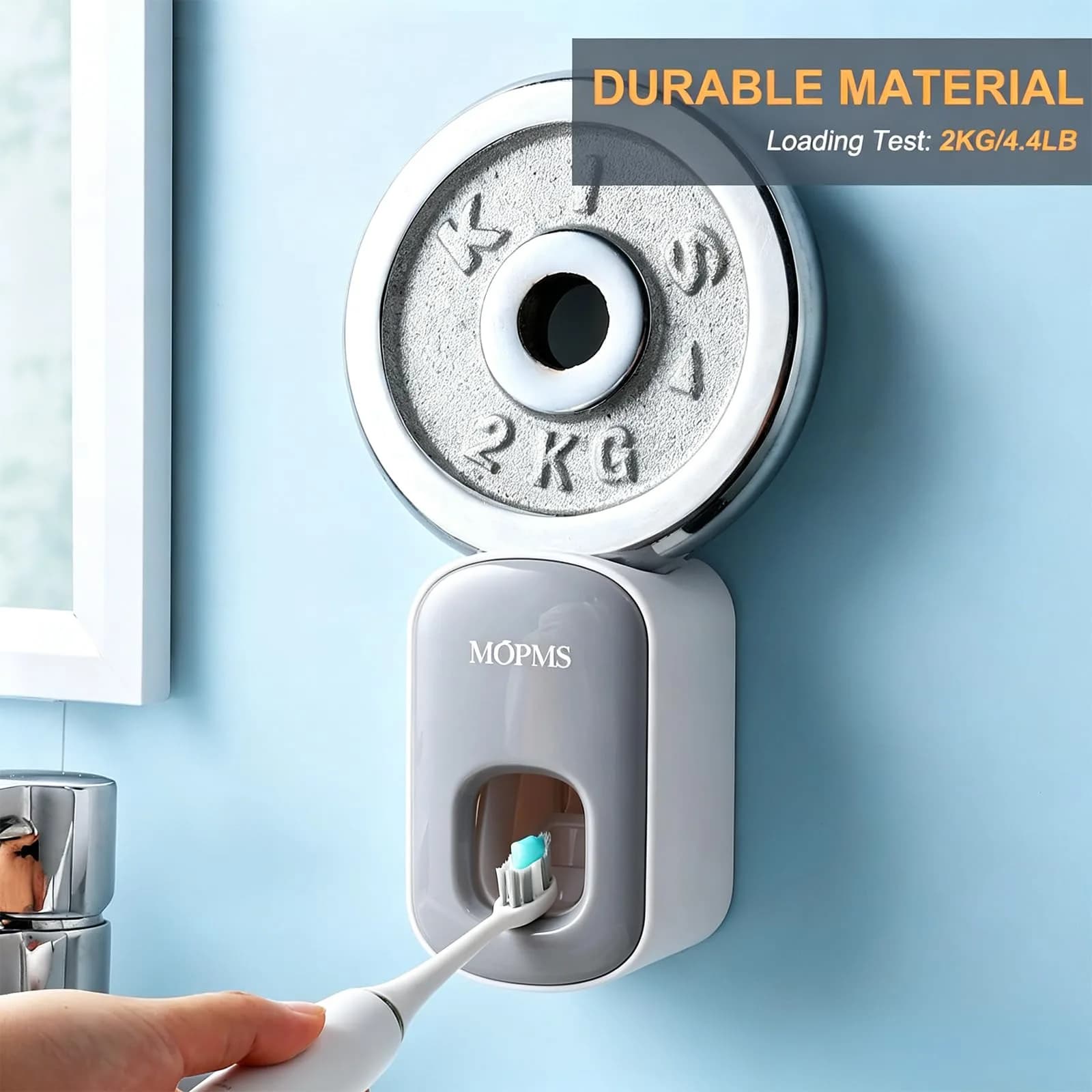 MOPMS Automatic Toothpaste Dispenser Light Grey 1Pc | Hands-Free Squeeze for Kids & Adults - view 3