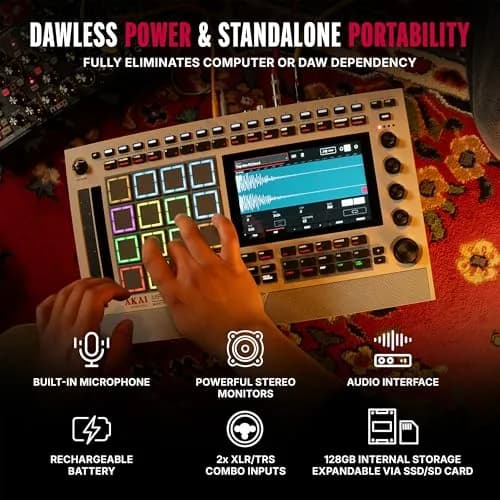 Akai Professional MPC Live III Retro Portable Music Production Center | Standalone, 8-Core, 128GB Storage, 7-inch Touchscreen thumbnail 6
