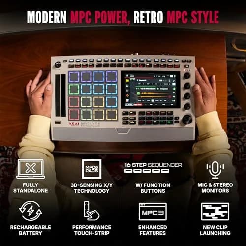 Akai Professional MPC Live III Retro Portable Music Production Center | Standalone, 8-Core, 128GB Storage, 7-inch Touchscreen thumbnail 2