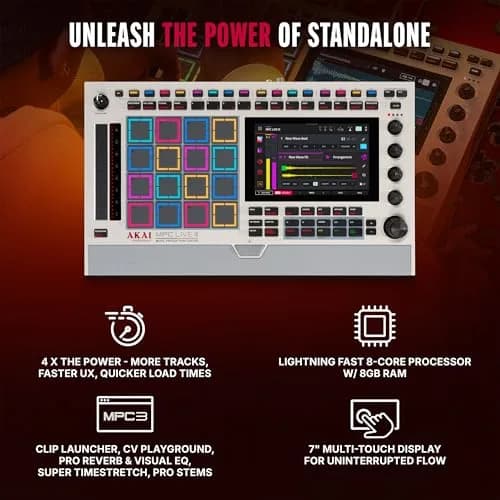 Akai Professional MPC Live III Retro Portable Music Production Center | Standalone, 8-Core, 128GB Storage, 7-inch Touchscreen thumbnail 3