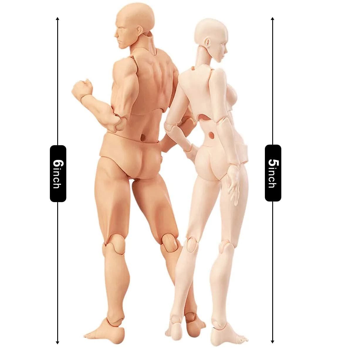 Haniforever Artist Mannequin Set (Male 14cm/5.5" & Female 13cm/5.1") | Posable Jointed Figures for Drawing & Sketching - view 2