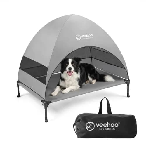 Veehoo Elevated Dog Bed with Canopy, Cooling Outdoor Shade 107cm x 76cm x 88cm | For Large Dogs Up to 68kg thumbnail 1