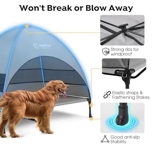 Veehoo Elevated Dog Bed with Canopy, Cooling Outdoor Shade 107cm x 76cm x 88cm | For Large Dogs Up to 68kg thumbnail 5
