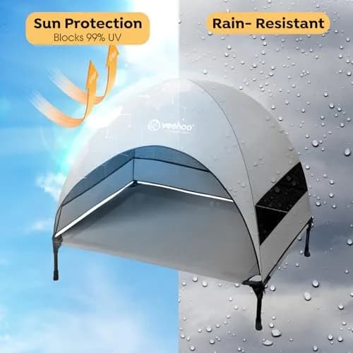 Veehoo Elevated Dog Bed with Canopy, Cooling Outdoor Shade 107cm x 76cm x 88cm | For Large Dogs Up to 68kg thumbnail 2