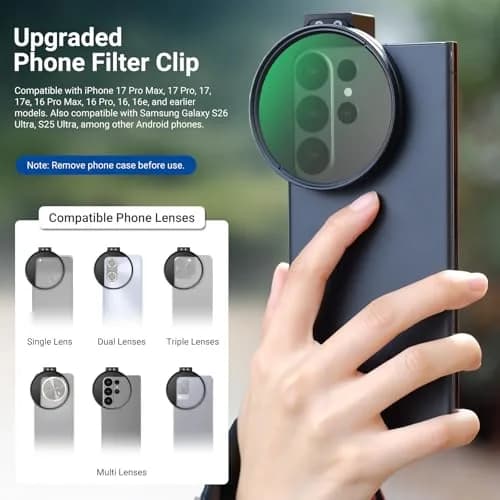 NEEWER 67mm Phone CPL Filter with Cold Shoe Clip & HD Glass | 67mm Thread Mount for Smartphones thumbnail 4