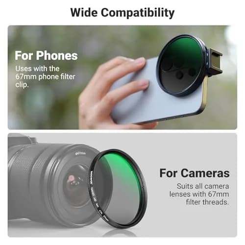 NEEWER 67mm Phone CPL Filter with Cold Shoe Clip & HD Glass | 67mm Thread Mount for Smartphones thumbnail 6