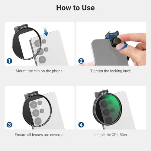 NEEWER 67mm Phone CPL Filter with Cold Shoe Clip & HD Glass | 67mm Thread Mount for Smartphones thumbnail 8