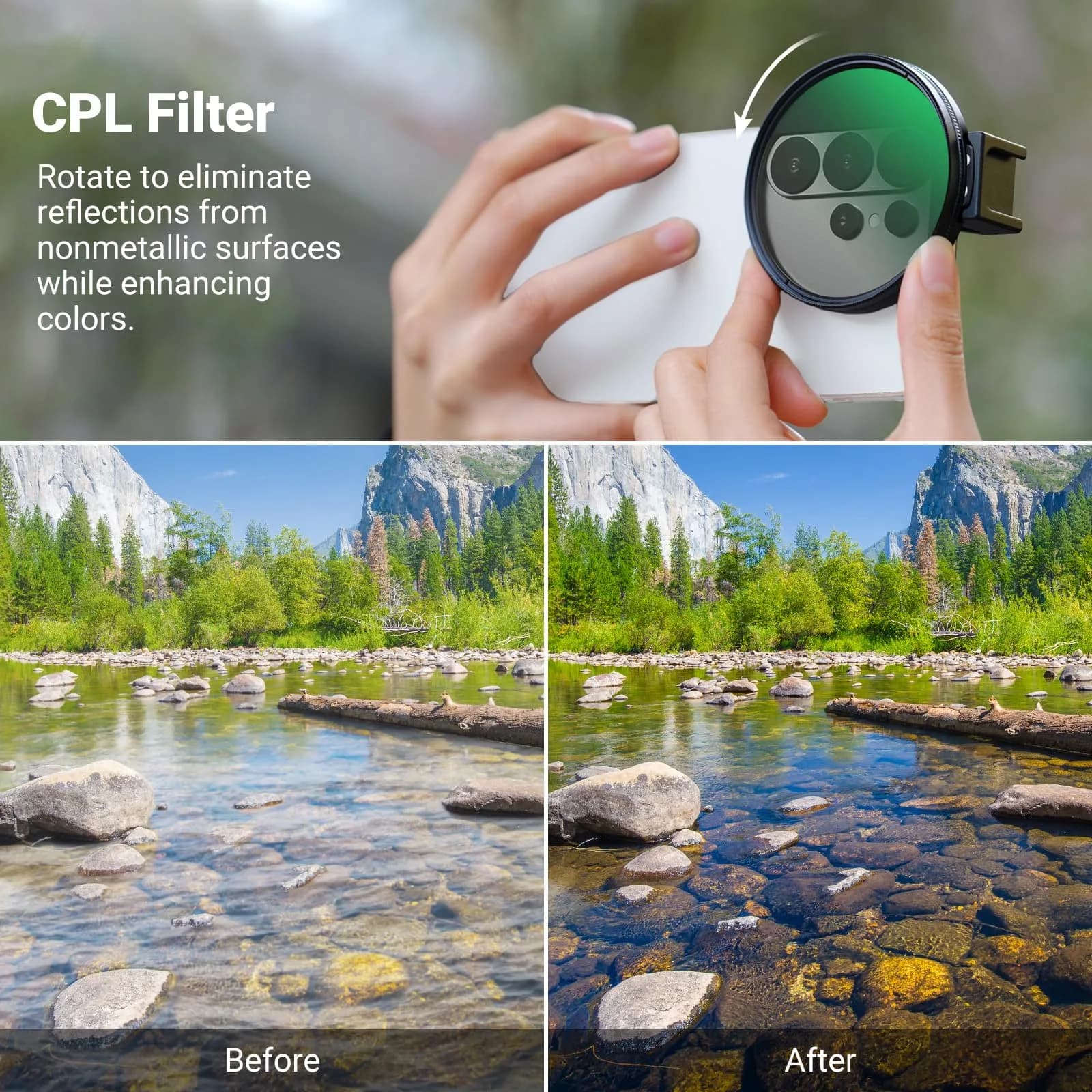 NEEWER 67mm Phone CPL Filter with Cold Shoe Clip & HD Glass | 67mm Thread Mount for Smartphones - view 2