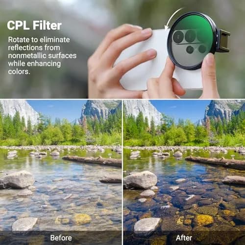NEEWER 67mm Phone CPL Filter with Cold Shoe Clip & HD Glass | 67mm Thread Mount for Smartphones thumbnail 2