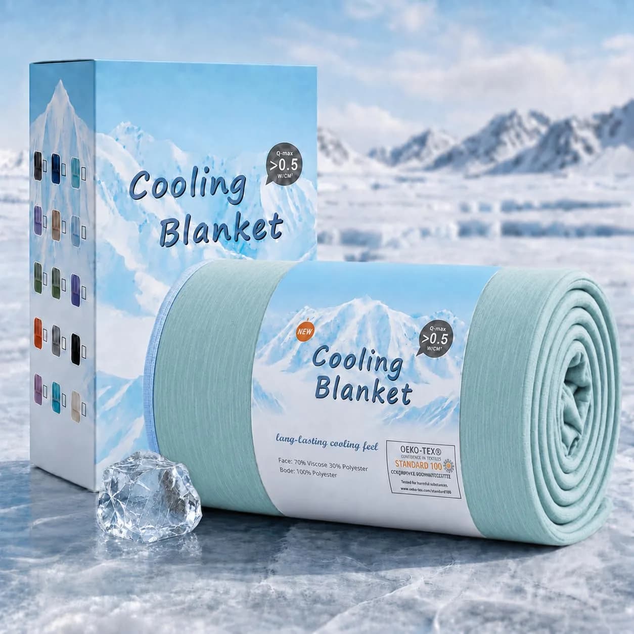 Topcee Cooling Blanket Queen Size 213x213 cm (90"x90") | Breathable, Lightweight, Q-Max > 0.5 - main product image