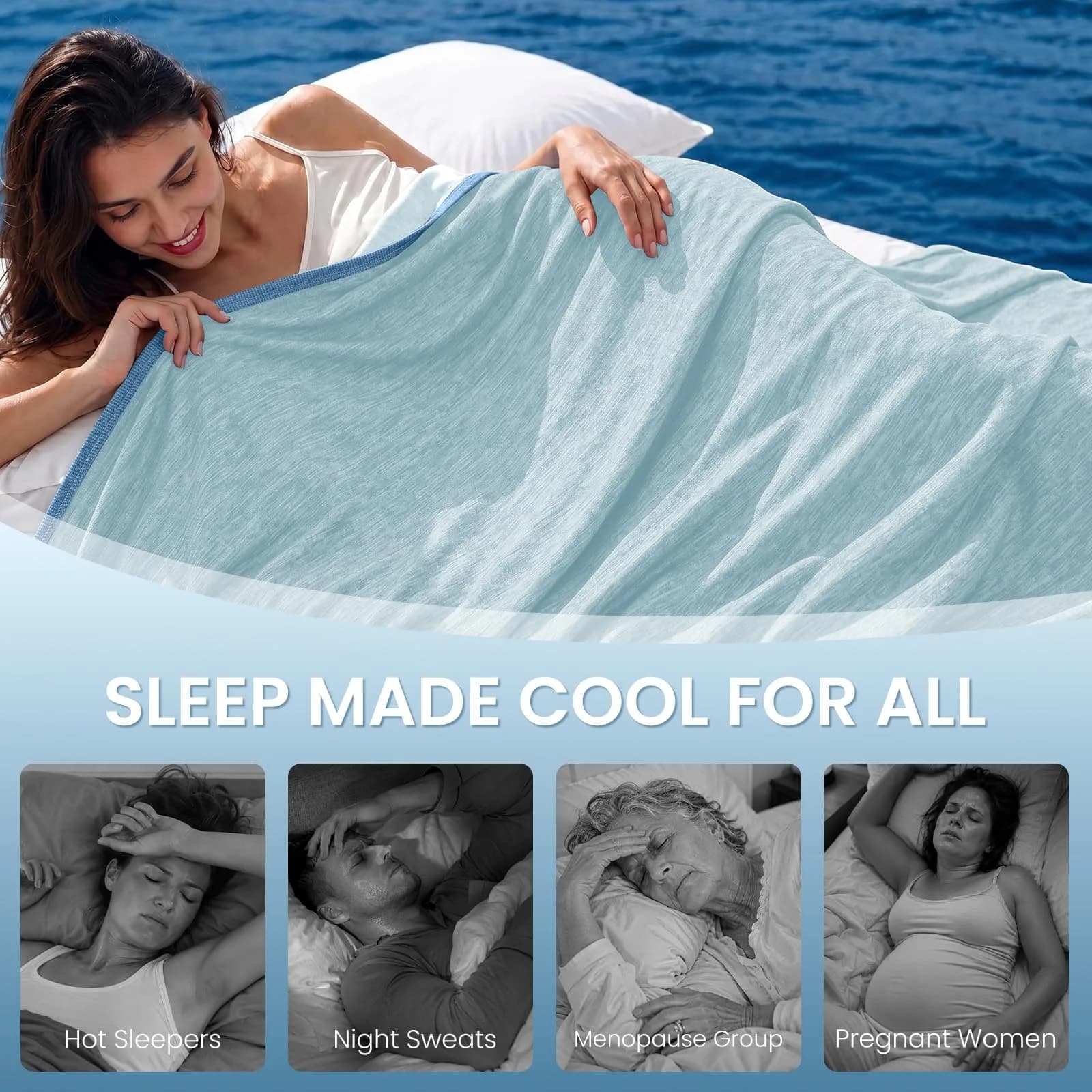 Topcee Cooling Blanket King Size 229cm x 274cm (90"x108") | Japanese Cooling Fiber, Q-Max > 0.5, Breathable - view 4