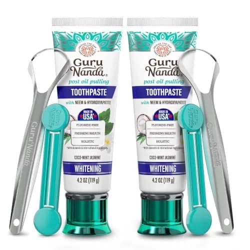GuruNanda Hydroxyapatite Toothpaste with Neem & Vitamins 16.8oz (2x4.2oz) | Dentist-Recommended for Enamel Health thumbnail 1