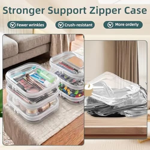 CarryEpic Clear Hard Shell Zipper Cases (6 Medium Packs) | TSA Approved Travel Organizer thumbnail 5