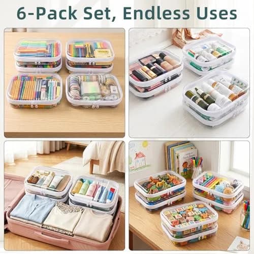 CarryEpic Clear Hard Shell Zipper Cases (6 Medium Packs) | TSA Approved Travel Organizer thumbnail 2
