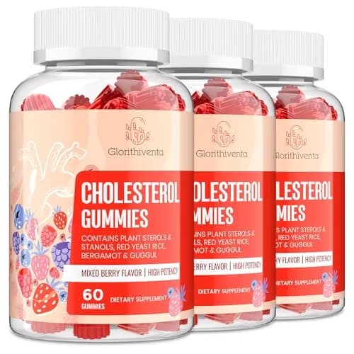 Glorithiventa Cholesterol Supplement with Plant Sterols & Stanols, Mixed Berry Flavor, 180 Counts | Vegan & Allergen-Free thumbnail 1