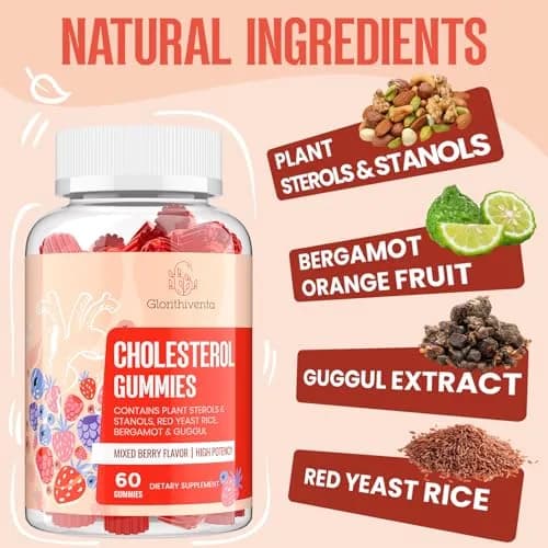 Glorithiventa Cholesterol Supplement with Plant Sterols & Stanols, Mixed Berry Flavor, 180 Counts | Vegan & Allergen-Free thumbnail 3