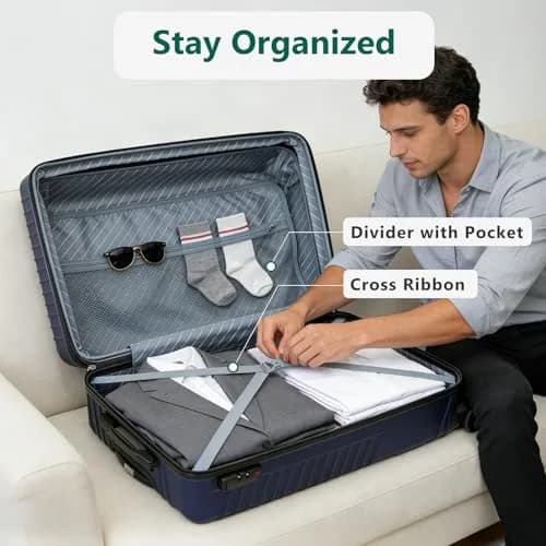 FurniEdge 20 Inch Carry On Luggage | Expandable Hard Shell, TSA Lock, 360° Spinner Wheels, Airline-Approved, Blue thumbnail 6