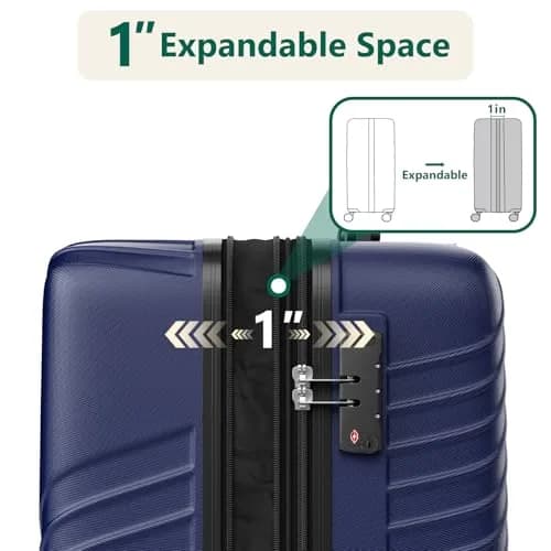 FurniEdge 20 Inch Carry On Luggage | Expandable Hard Shell, TSA Lock, 360° Spinner Wheels, Airline-Approved, Blue thumbnail 7