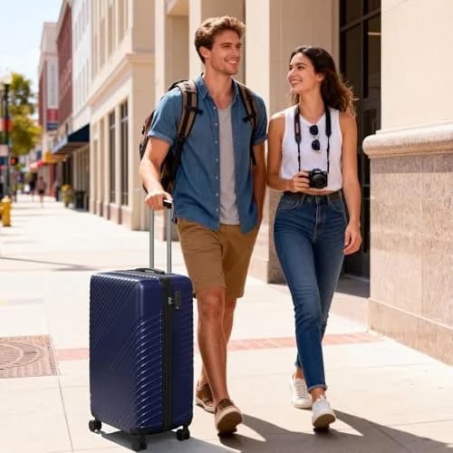 FurniEdge 20 Inch Carry On Luggage | Expandable Hard Shell, TSA Lock, 360° Spinner Wheels, Airline-Approved, Blue thumbnail 9