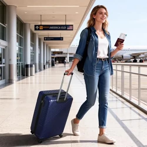 FurniEdge 20 Inch Carry On Luggage | Expandable Hard Shell, TSA Lock, 360° Spinner Wheels, Airline-Approved, Blue thumbnail 2