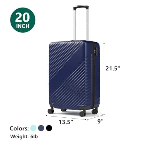 FurniEdge 20 Inch Carry On Luggage | Expandable Hard Shell, TSA Lock, 360° Spinner Wheels, Airline-Approved, Blue thumbnail 3