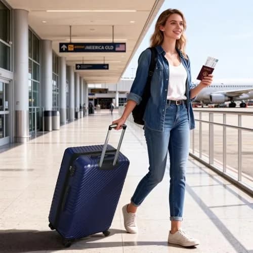FurniEdge 24 Inch Checked Luggage - Expandable Hardside Suitcase with 360° Spinner Wheels, TSA Lock, Airline-Approved Durable ABS for Travel & Business thumbnail 9